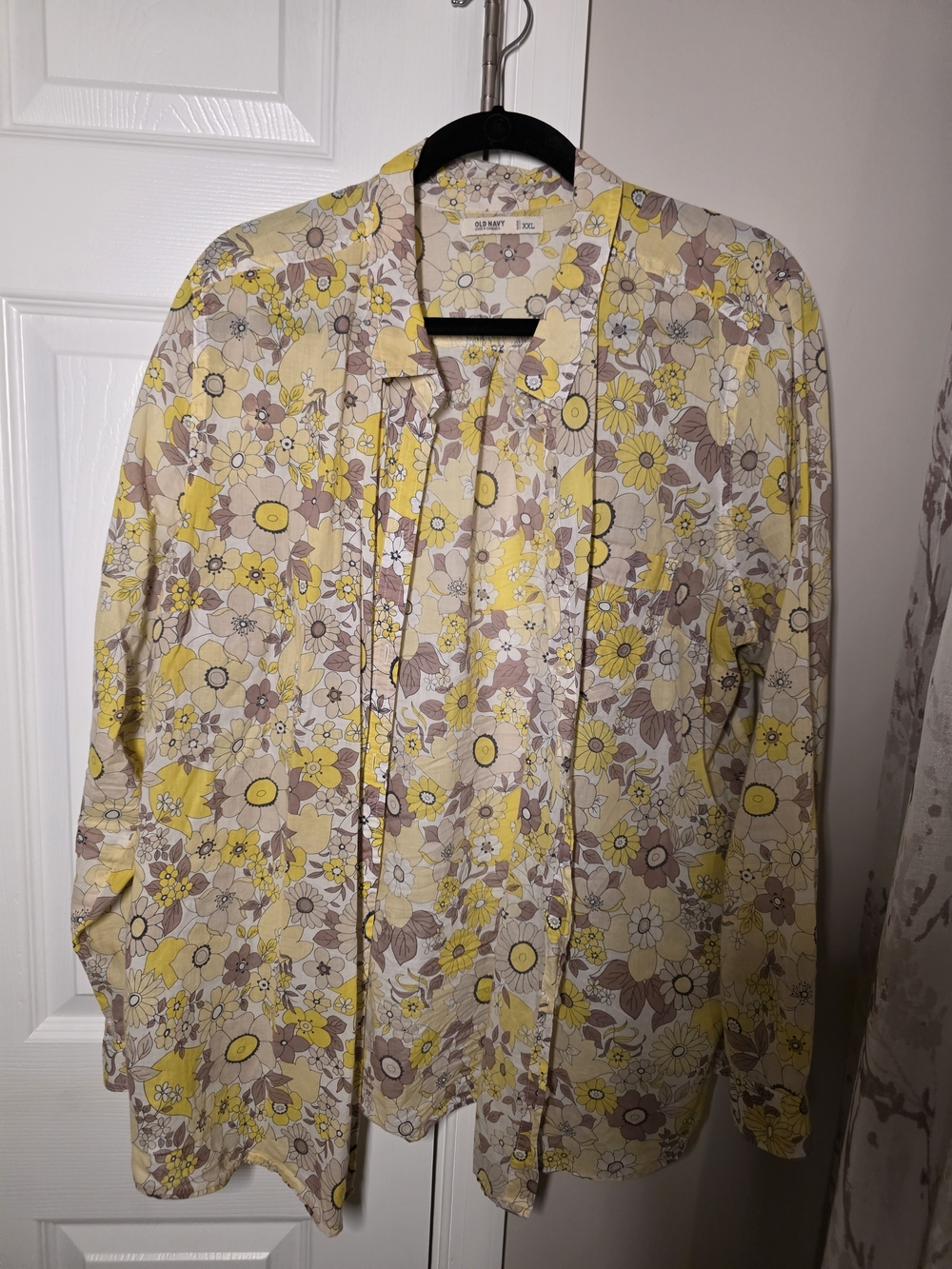 Old Navy Yellow & Beige Floral Button-Down Shirt